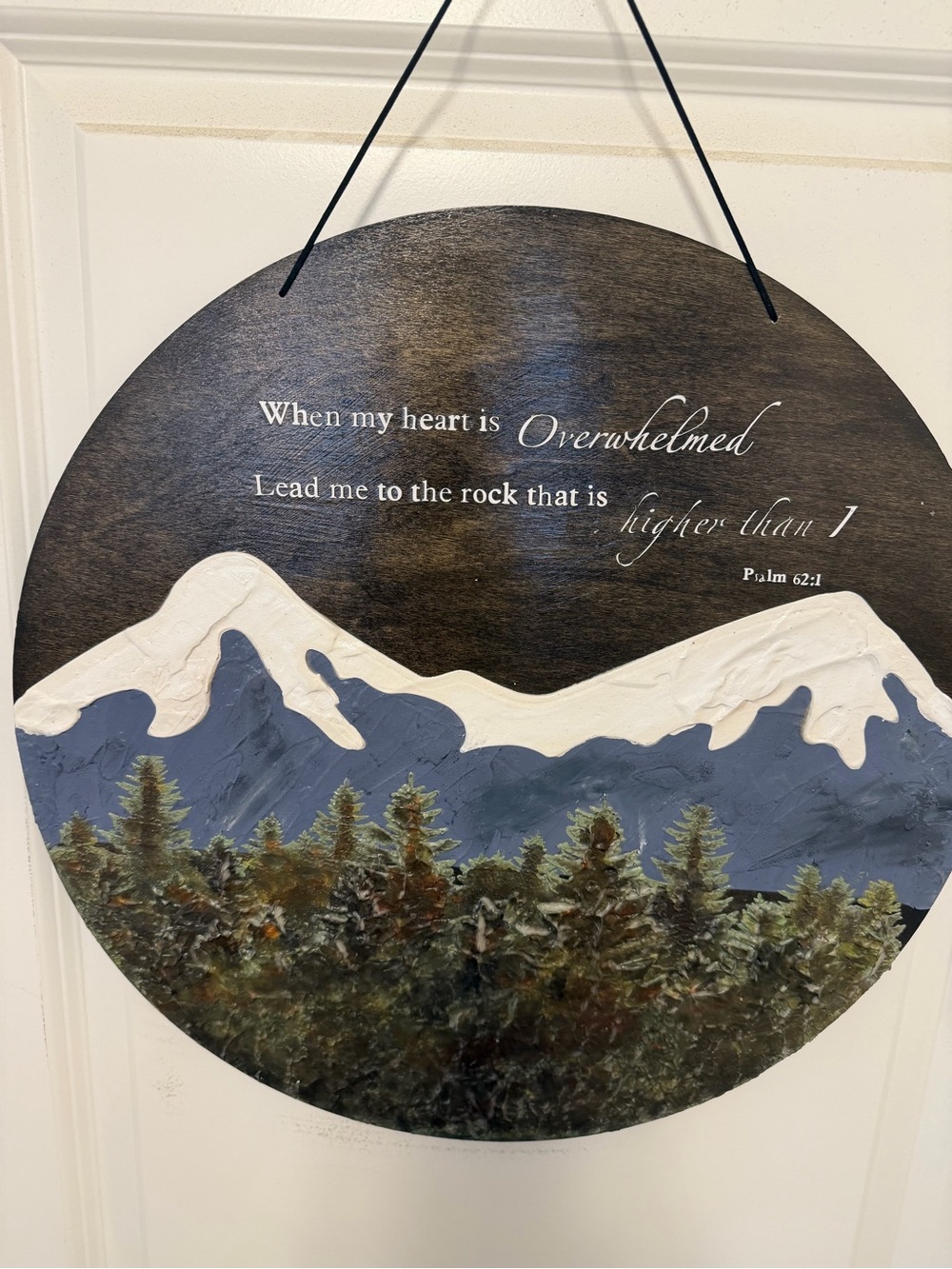 Mountain Prayer Wall Art - Blue, White, Brown 18"x18"